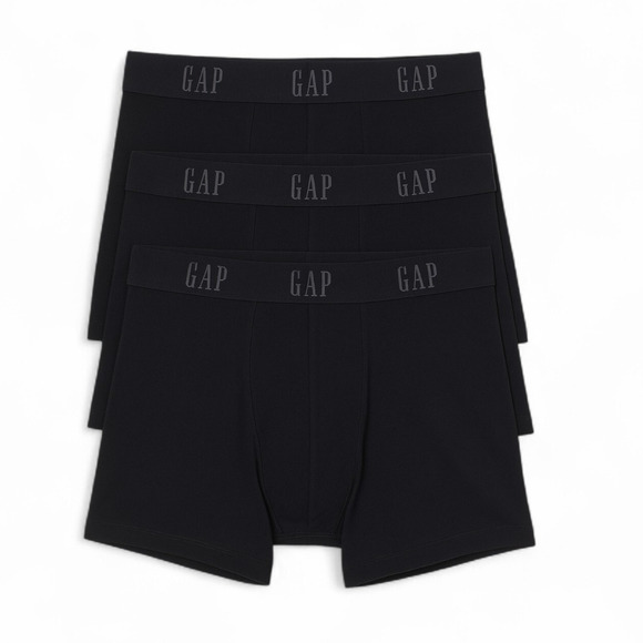 GAP Mens 3 Pack Stretch Fly Front  5" Breathe Boxer Briefs Tagless Black Small - Picture 1 of 4